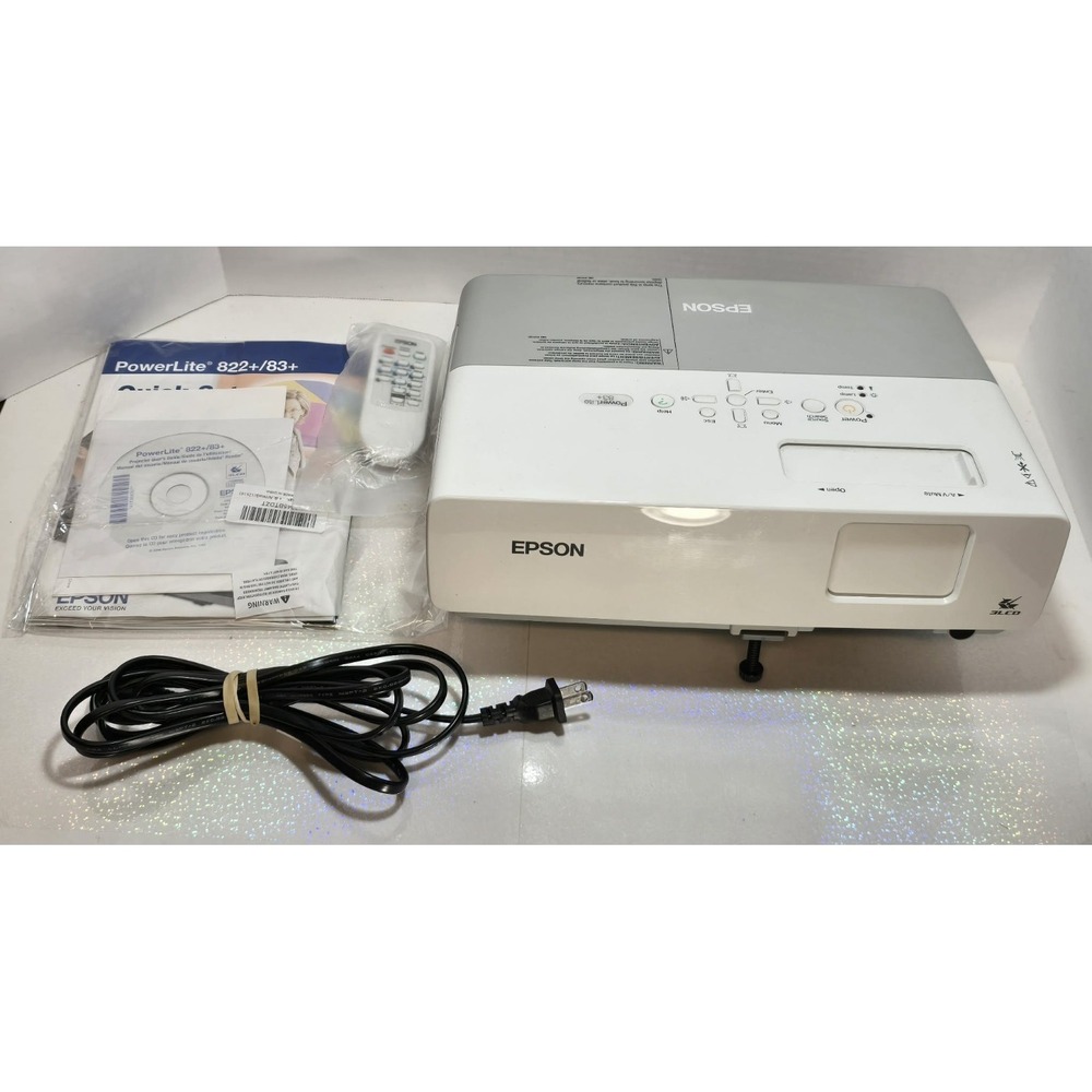 Epson PowerLite 83+ LCD Projector w/ Remote Manuals Power Cord EUC